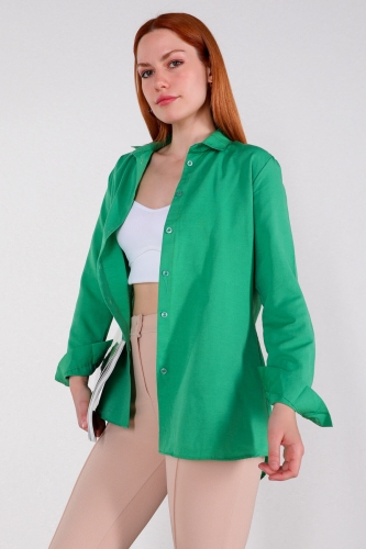 Cappmoda - GML-10224 Yeşil Basic Salaş Gömlek (1)