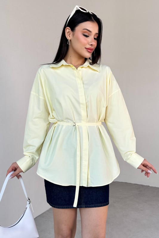 GML-10261 Sarı Kuşak Detaylı Gömlek