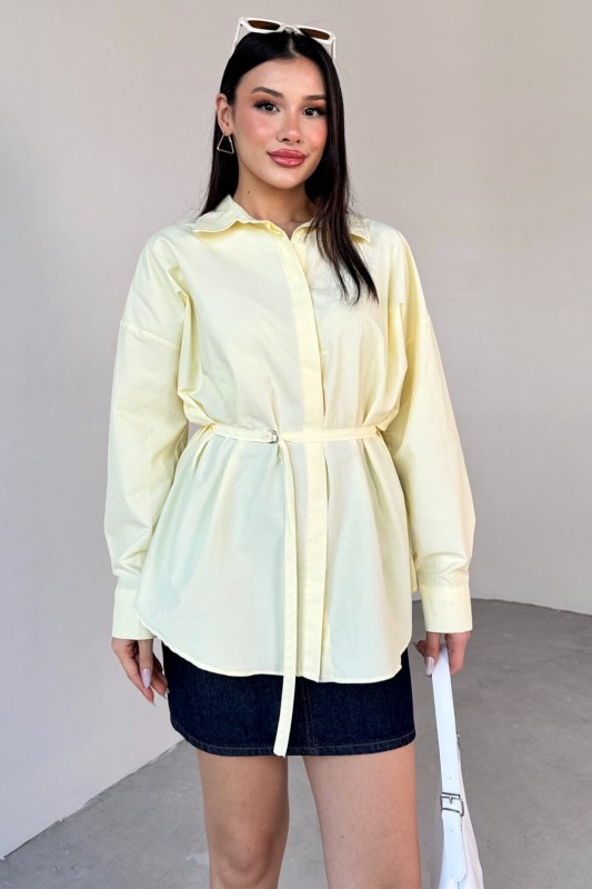 GML-10261 Sarı Kuşak Detaylı Gömlek