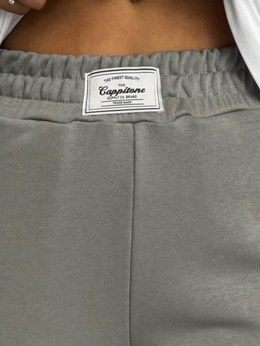 İND-0049 Gri Bel Lastikli Etiket Detay Çıtçıtlı Eşofman - 3