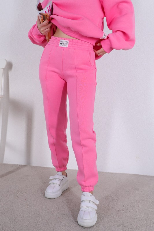 İND-20201 Pembe Jogger Üç İplik Şardonlu Eşofman