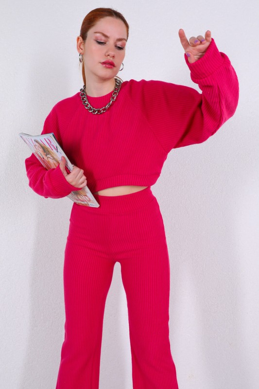 İND-20204 Fuşya Fitilli Kumaş Crop