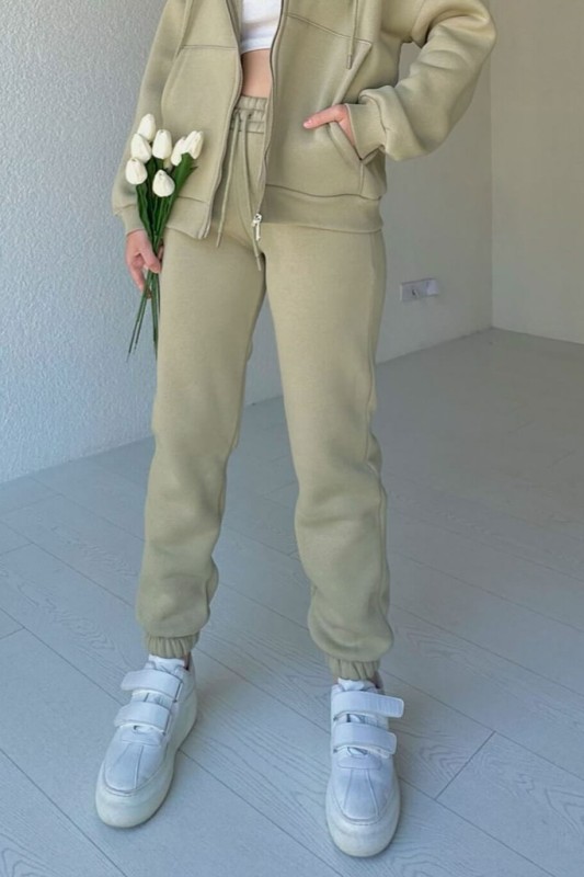 İND-20249 Haki Bel Lastikli Jogger Eşofman - 1