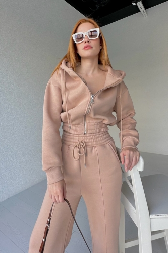 İND-20250 Vizon Fermuarlı Crop Sweat - 1