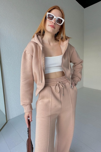İND-20250 Vizon Fermuarlı Crop Sweat - 2
