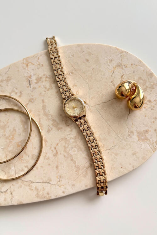 Jasmine Gold Yuvarlak Kadran Çelik Kordon Kadın Kol Saati