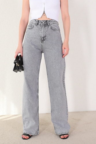 Cappmoda - JEAN-08099 Gri Boru Paça Palazzo Jean (1)