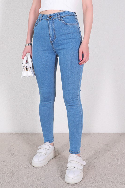 JEAN-08116 Açık Mavi Düz Yüksek Bel Skinny Jean