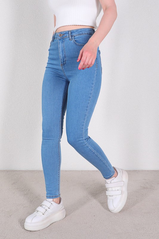 JEAN-08116 Açık Mavi Düz Yüksek Bel Skinny Jean