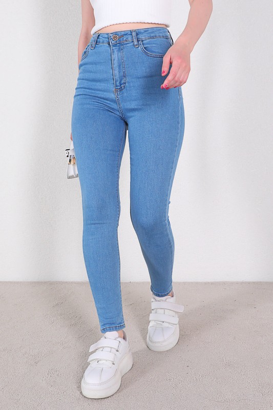 JEAN-08116 Açık Mavi Düz Yüksek Bel Skinny Jean