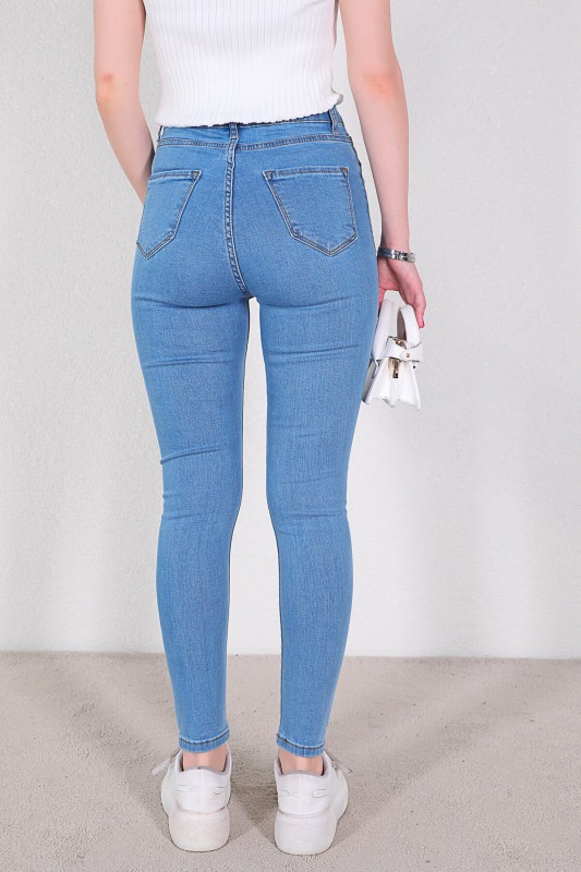JEAN-08116 Açık Mavi Düz Yüksek Bel Skinny Jean
