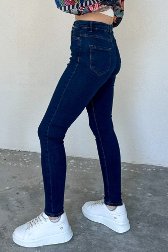 Cappmoda - JEAN-08122 Koyu Mavi Yüksek Bel Likralı Skinny Jean (1)