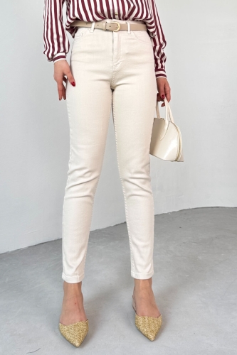JEAN-08124 Krem Rengi Süper Kalıp Momfit Jean 