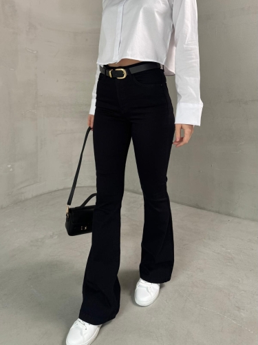 Cappmoda - JEAN-08125 Siyah Yüksek Bel Likralı İspanyol Jean (1)