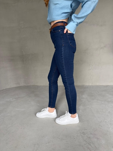 Cappmoda - JEAN-08126 Koyu Mavi Yüksek Bel Likralı Skinny Jean (1)