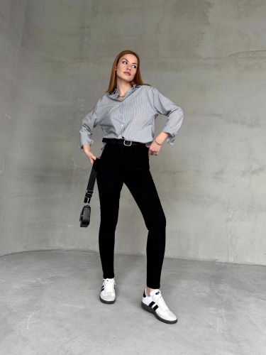 Cappmoda - JEAN-08126 Siyah Yüksek Bel Likralı Skinny Jean (1)