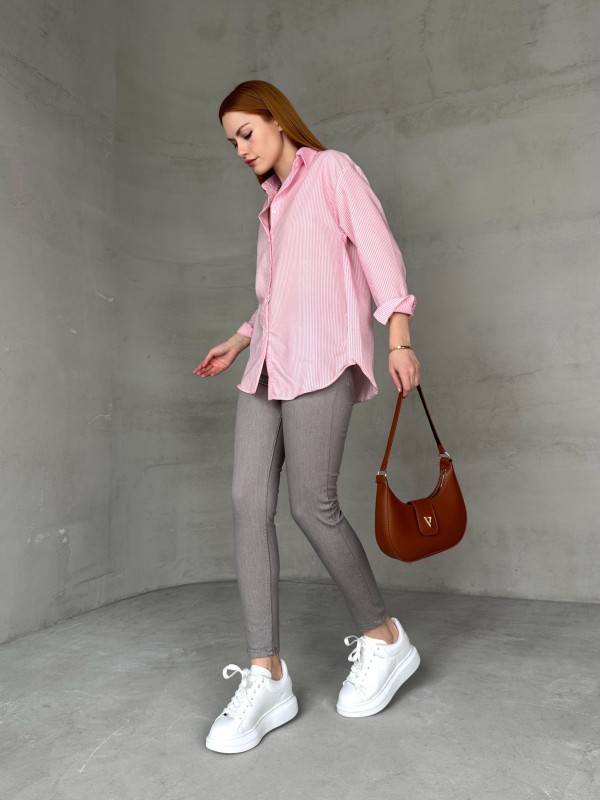 JEAN-08131 Gri Yüksek Bel Likralı Skinny Jean