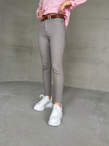 Cappmoda - JEAN-08131 Gri Yüksek Bel Likralı Skinny Jean (1)