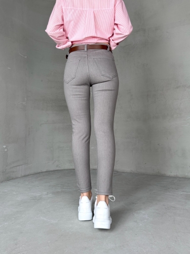 JEAN-08131 Gri Yüksek Bel Likralı Skinny Jean - Thumbnail