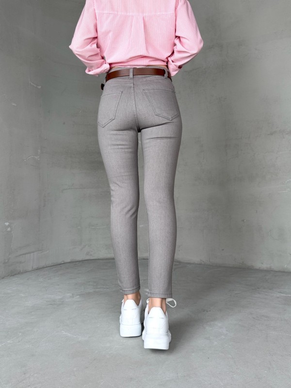 JEAN-08131 Gri Yüksek Bel Likralı Skinny Jean