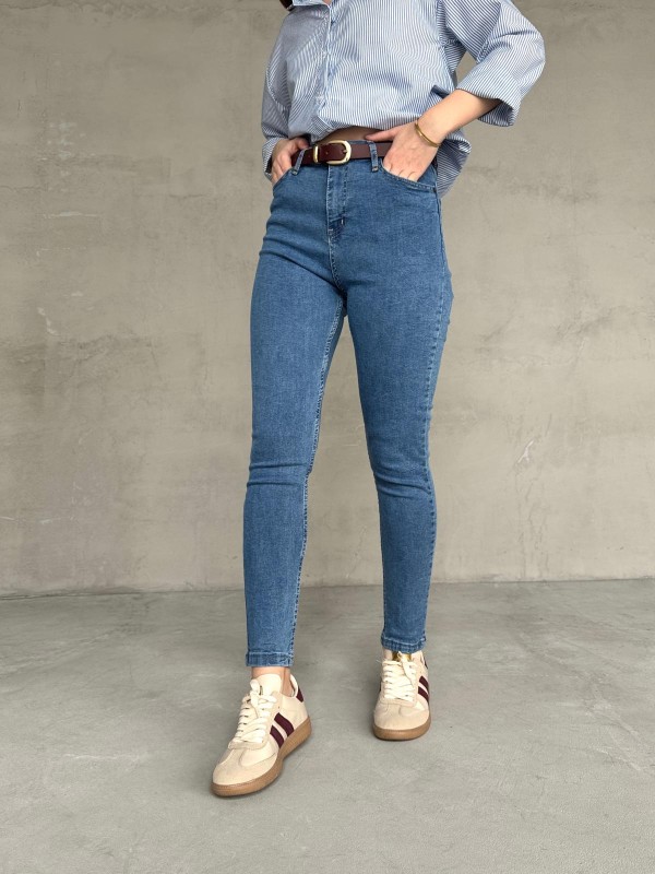 JEAN-08131 Mavi Yüksek Bel Likralı Skinny Jean