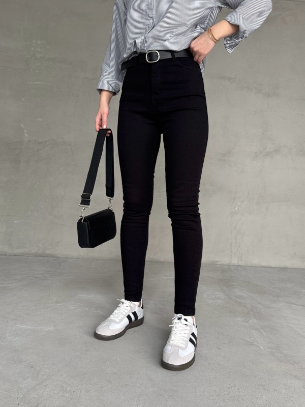 JEAN-08131 Siyah Yüksek Bel Likralı Skinny Jean