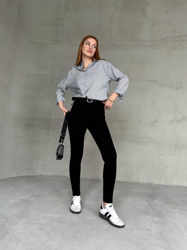 JEAN-08131 Siyah Yüksek Bel Likralı Skinny Jean