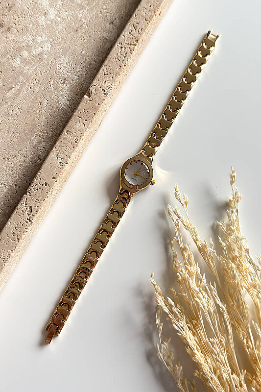 Jenny Beyaz Kadran Gold Metal Kordon Kadın Kol Saati - 1