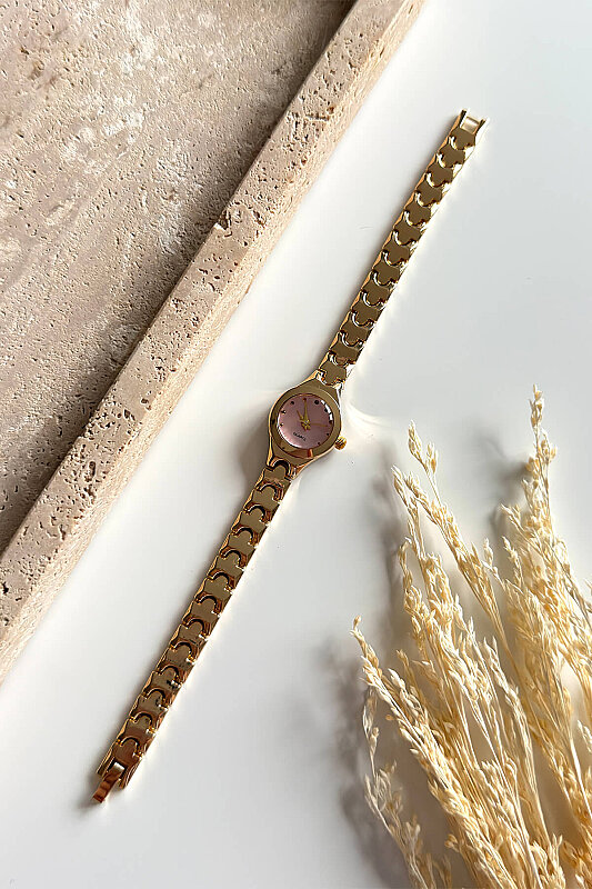 Jenny Pembe Kadran Gold Metal Kordon Kadın Kol Saati - 1