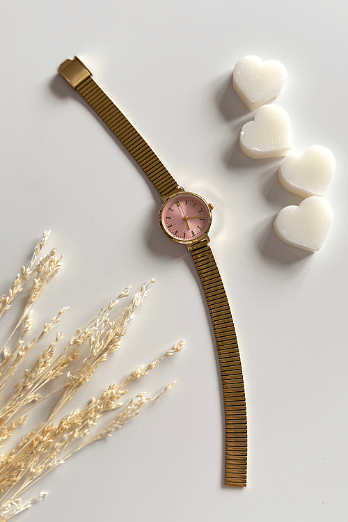 Jolira Pudra Kadran Gold Çelik Kordon Kadın Kol Saati