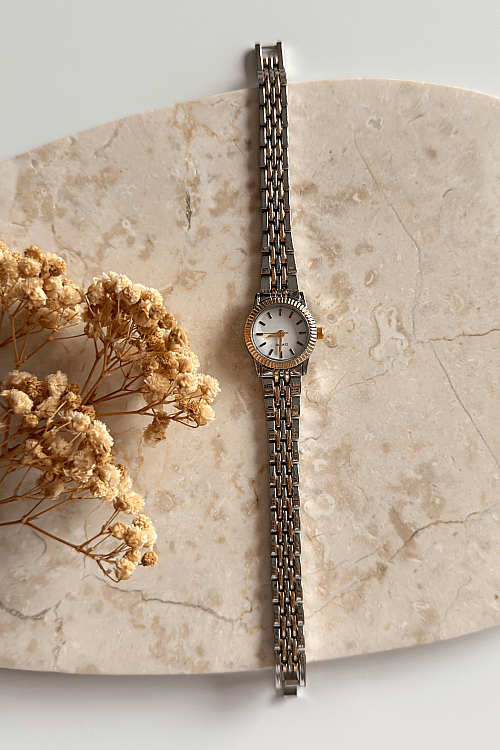 Kate Beyaz Kadran Gold-Silver Çelik Kordon Kadın Kol Saati 