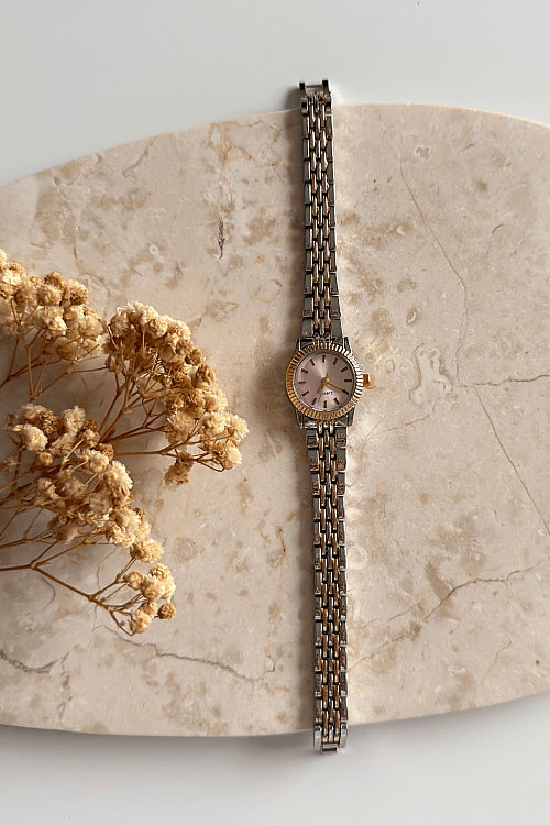 Kate Pembe Kadran Gold-Silver Çelik Kordon Kadın Kol Saati 