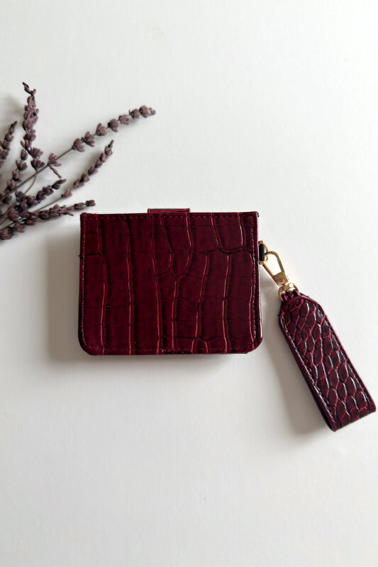 Kroko Bordo Anahtarlıklı Kartlık - 3