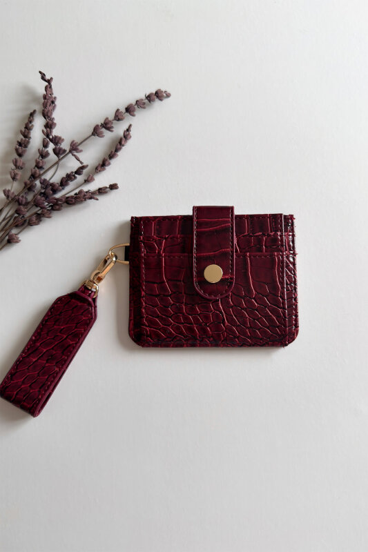 Kroko Bordo Anahtarlıklı Kartlık - 1