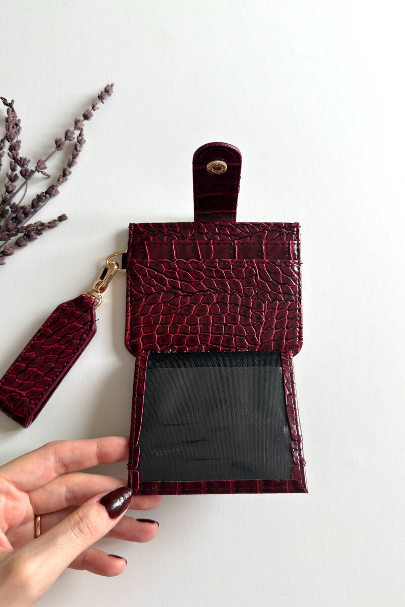 Kroko Bordo Anahtarlıklı Kartlık - 2