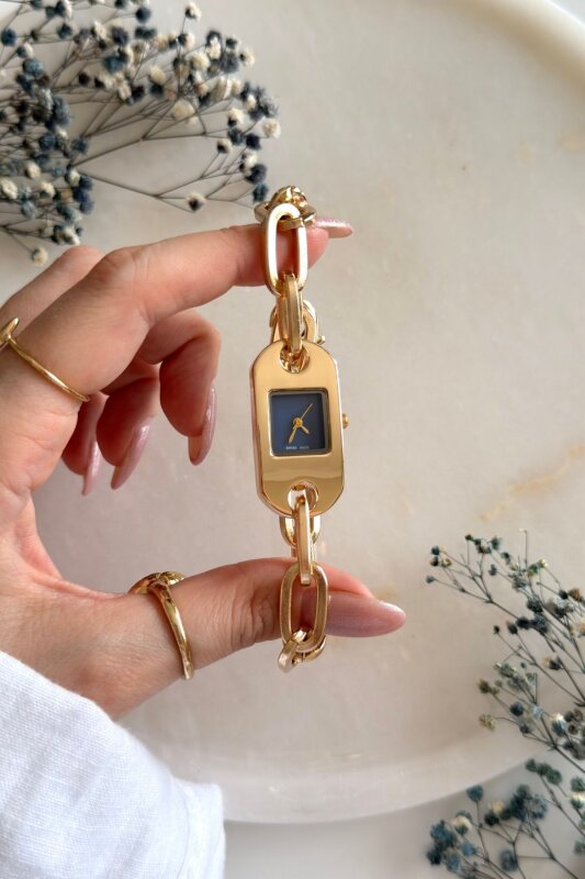 Lalin Lacivert Özel Kadran Gold Kadın Kol Saati - 4