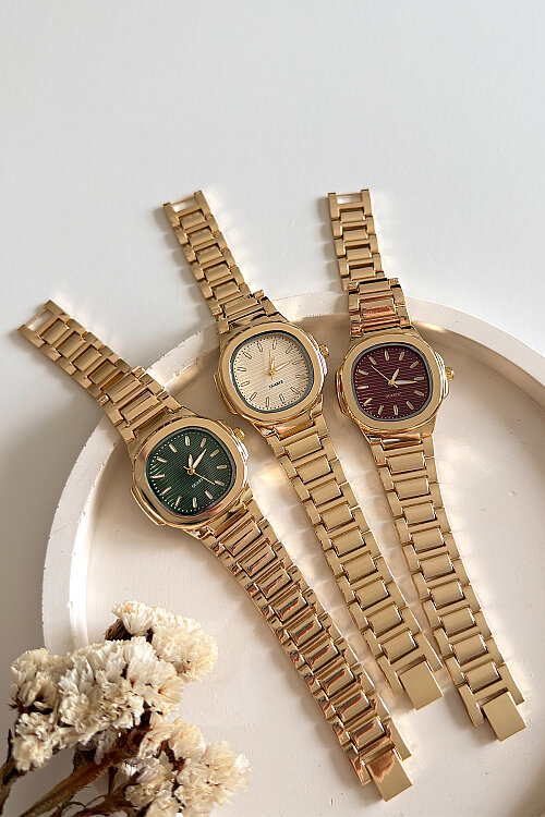 Lavi Yeşil Kadran Metal Gold Kordon Kadın Kol Saati  - 2