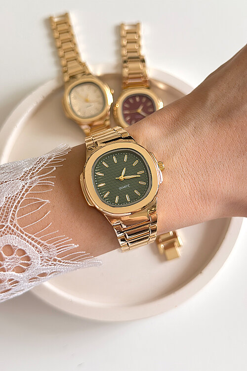 Lavi Yeşil Kadran Metal Gold Kordon Kadın Kol Saati  