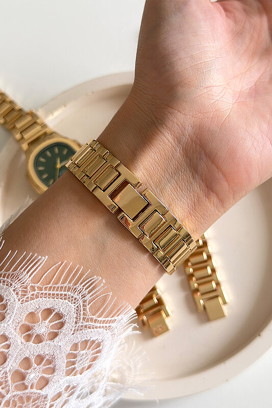 Lavi Bordo Kadran Metal Gold Kordon Kadın Kol Saati - 3