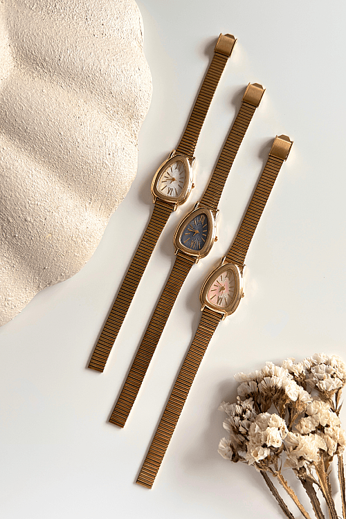 Lidya Pudra Kadran Gold Çelik Kordon Kadın Kol Saati (1)