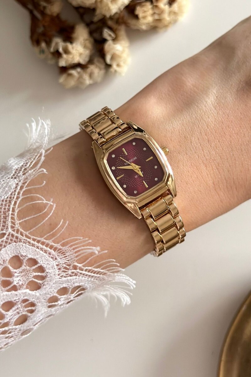 Like Bordo Kadran Gold Kadın Kol Saati - 1