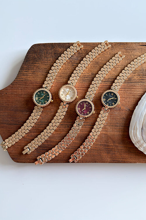 Linda Yeşil Kadran Gold Çelik Kordon Kadın Kol Saati - 2