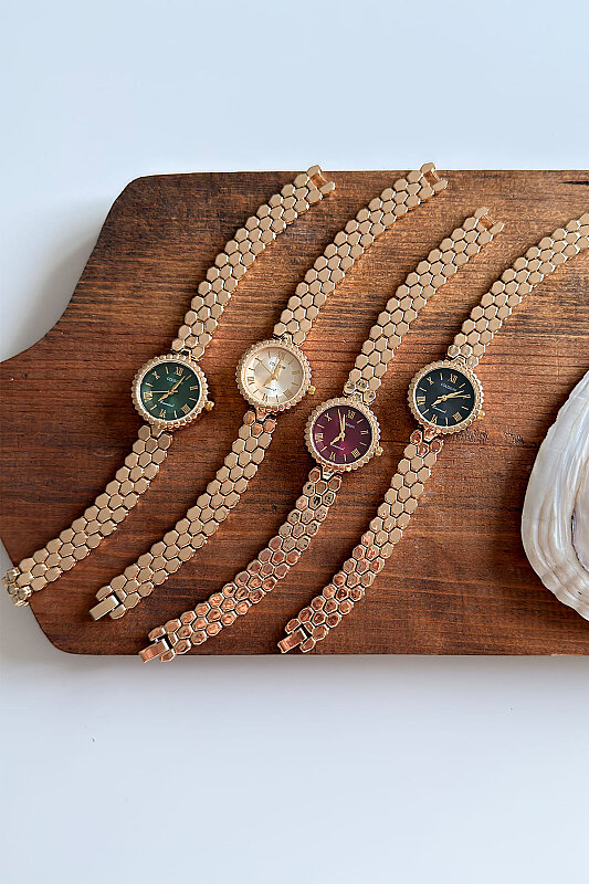 Linda Yeşil Kadran Gold Çelik Kordon Kadın Kol Saati - 2