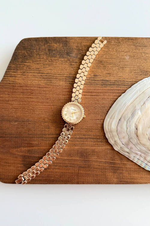 Linda Gold Kadran Çelik Kordon Kadın Kol Saati 