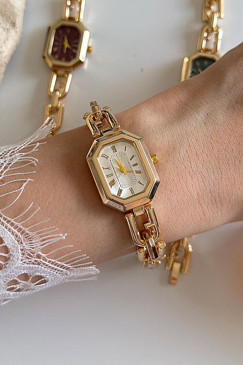 Liny Ekru Kadran Gold Çelik Tasarım Kordon Kadın Kol Saati - 3