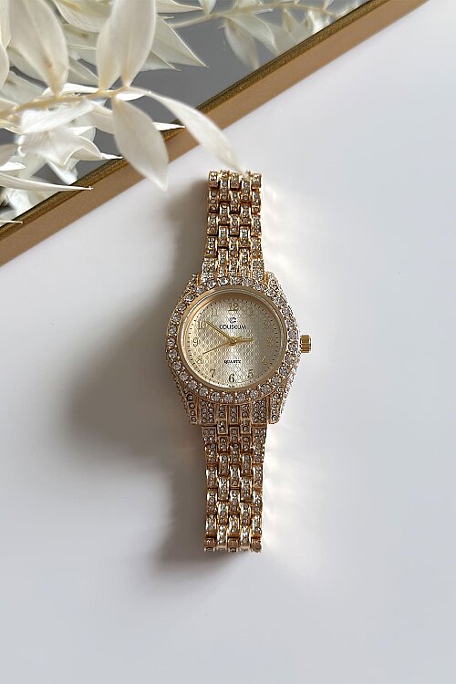 Lior Gold Ful Taşlı Çelik Kordon Kol Saati - 1