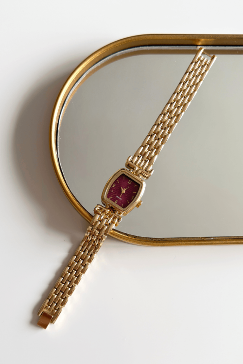 Liora Bordo Kadran Gold Çelik Kordon Kadın Kol Saati 