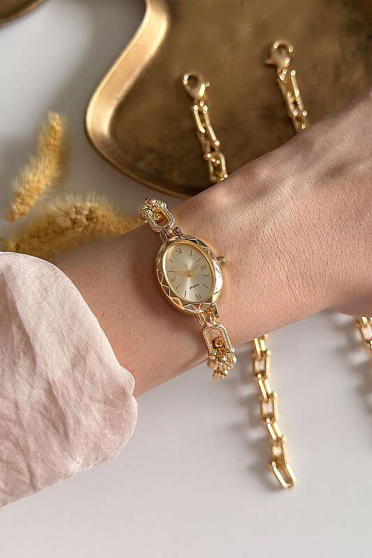 Liora Gold Kadran Metal Kordon Kadın Kol Saati 