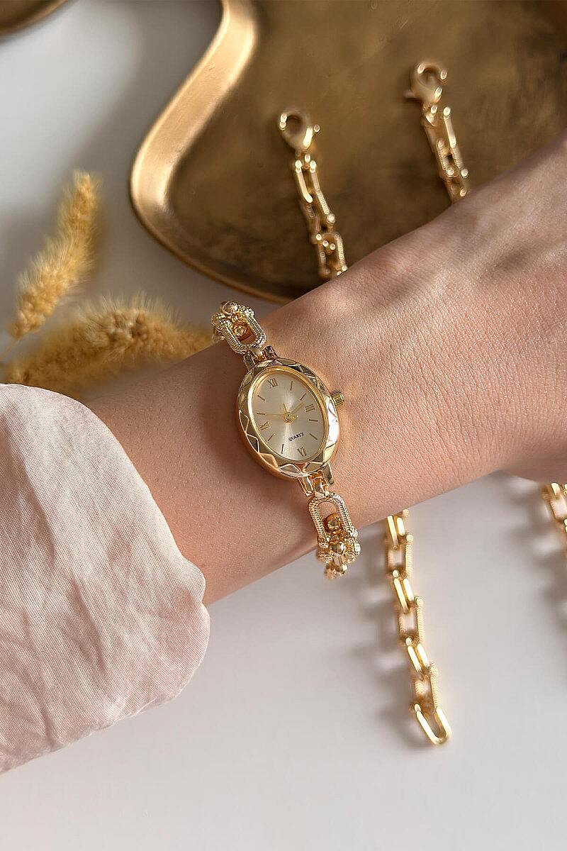 Liora Gold Kadran Metal Kordon Kadın Kol Saati - 1