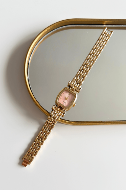 Lira Pudra Kadran Gold Çelik Kordon Kadın Kol Saati - 1